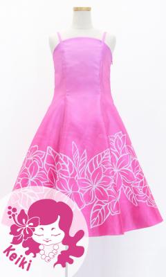 Hula Kids Shantung Dress with Plumeria Print / Luxury Collection / Pink / Jp77pi