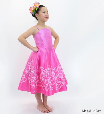 Hula Kids Shantung Dress with Plumeria Print / Luxury Collection / Pink / Jp77pi
