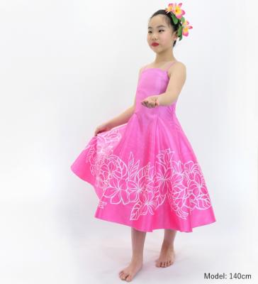 Hula Kids Shantung Dress with Plumeria Print / Luxury Collection / Pink / Jp77pi