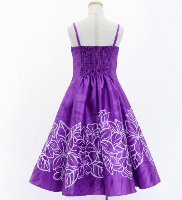 Hula Kids Shantung Dress with Plumeria Print / Luxury Collection / Purple / Jp77pu