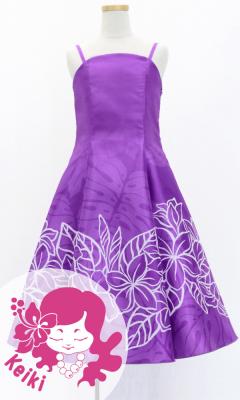 Hula Kids Shantung Dress with Plumeria Print / Luxury Collection / Purple / Jp77pu