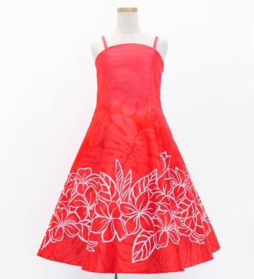 Hula Kids Shantung Dress with Plumeria Print / Luxury Collection / Red / Jp77rd