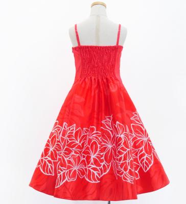 Hula Kids Shantung Dress with Plumeria Print / Luxury Collection / Red / Jp77rd