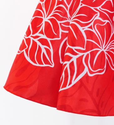 Hula Kids Shantung Dress with Plumeria Print / Luxury Collection / Red / Jp77rd