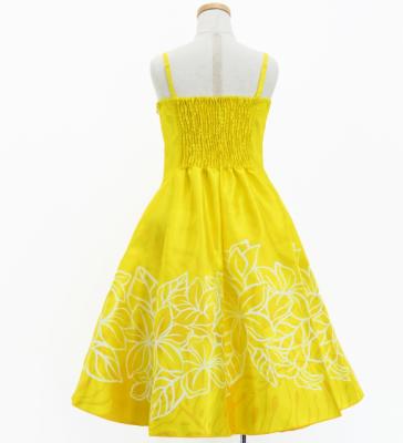 Hula Kids Shantung Dress with Plumeria Print / Luxury Collection / Yellow / Jp77ye