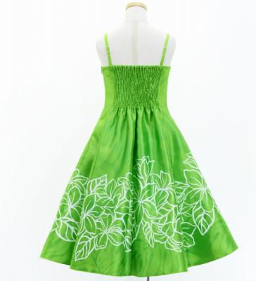 Hula Kids Shantung Dress with Plumeria Print / Luxury Collection / YellowGreen / Jp77yegr