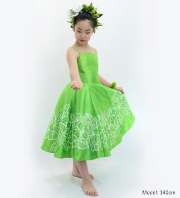 Hula Kids Shantung Dress with Plumeria Print / Luxury Collection / YellowGreen / Jp77yegr