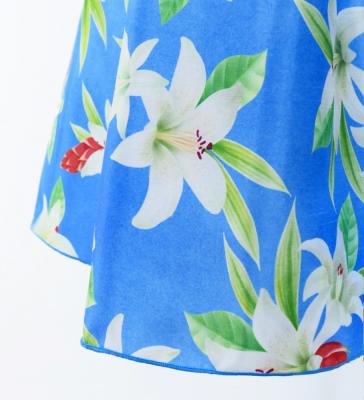 Hula Kids Frill Sleeve Long Dress with Lily Print / Luxury Collection / Blue / Jp79bl