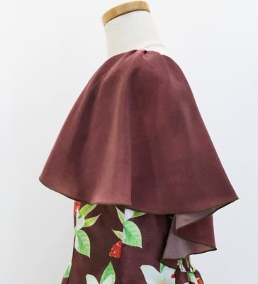 Hula Kids Frill Sleeve Long Dress with Lily Print / Luxury Collection / Brown / Jp79br