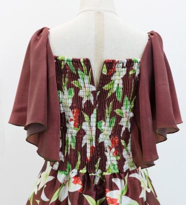 Hula Kids Frill Sleeve Long Dress with Lily Print / Luxury Collection / Brown / Jp79br