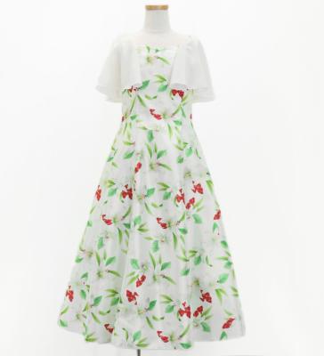 Hula Kids Frill Sleeve Long Dress with Lily Print / Luxury Collection / Cream / Jp79cr