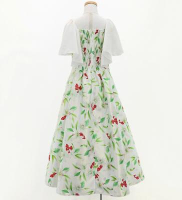 Hula Kids Frill Sleeve Long Dress with Lily Print / Luxury Collection / Cream / Jp79cr