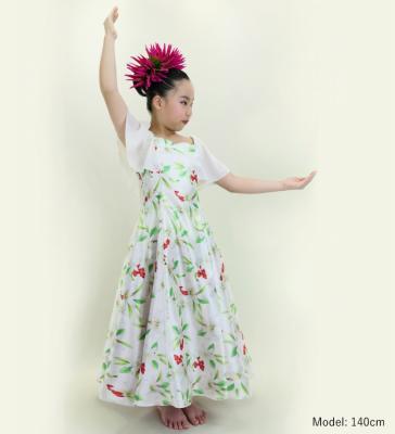 Hula Kids Frill Sleeve Long Dress with Lily Print / Luxury Collection / Cream / Jp79cr