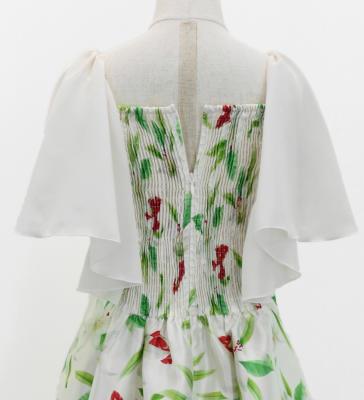 Hula Kids Frill Sleeve Long Dress with Lily Print / Luxury Collection / Cream / Jp79cr