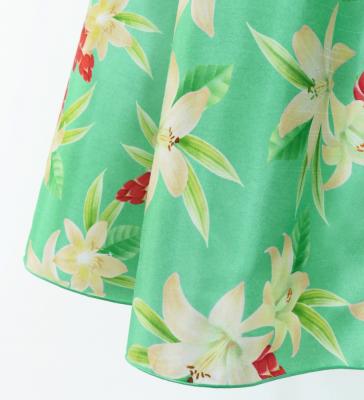 Hula Kids Frill Sleeve Long Dress with Lily Print / Luxury Collection / Green / Jp79gr