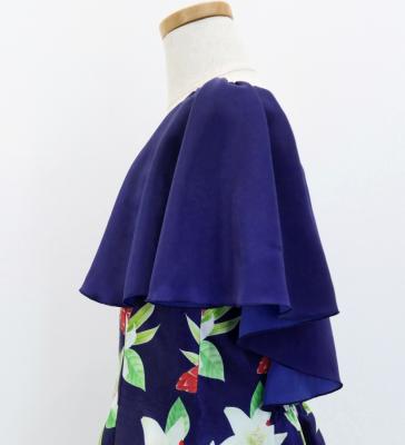 Hula Kids Frill Sleeve Long Dress with Lily Print / Luxury Collection / Navy / Jp79nv