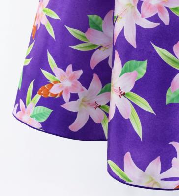 Hula Kids Frill Sleeve Long Dress with Lily Print / Luxury Collection / Purple / Jp79pu