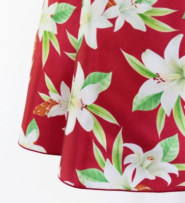 Hula Kids Frill Sleeve Long Dress with Lily Print / Luxury Collection / Red / Jp79rd