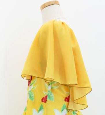 Hula Kids Frill Sleeve Long Dress with Lily Print / Luxury Collection / Yellow / Jp79ye