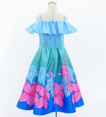 Hula Kids Midi Dress with Hibiscus Print / Luxury Collection / Light Blue / Jp80lbl
