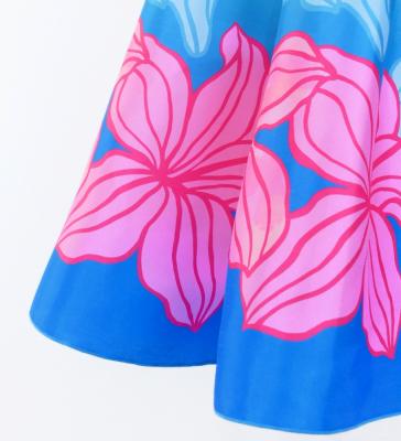 Hula Kids Midi Dress with Hibiscus Print / Luxury Collection / Light Blue / Jp80lbl