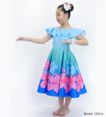 Hula Kids Midi Dress with Hibiscus Print / Luxury Collection / Light Blue / Jp80lbl