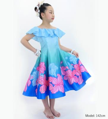 Hula Kids Midi Dress with Hibiscus Print / Luxury Collection / Light Blue / Jp80lbl