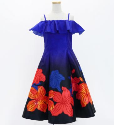 Hula Kids Midi Dress with Hibiscus Print / Luxury Collection / Navy / Jp80nv