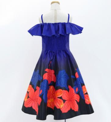 Hula Kids Midi Dress with Hibiscus Print / Luxury Collection / Navy / Jp80nv