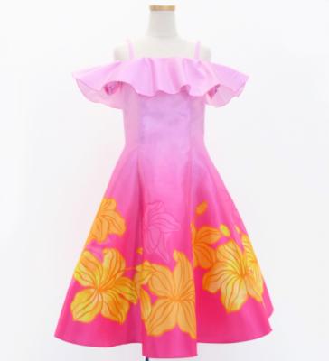 Hula Kids Midi Dress with Hibiscus Print / Luxury Collection / Pink / Jp80pi