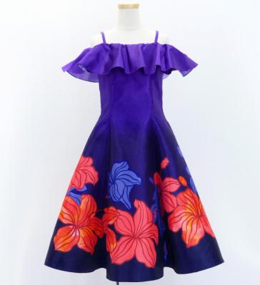 Hula Kids Midi Dress with Hibiscus Print / Luxury Collection / Purple / Jp80pu
