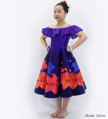 Hula Kids Midi Dress with Hibiscus Print / Luxury Collection / Purple / Jp80pu