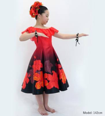 Hula Kids Midi Dress with Hibiscus Print / Luxury Collection / Red / Jp80rd