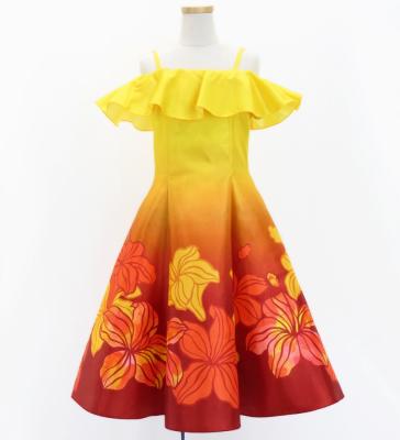 Hula Kids Midi Dress with Hibiscus Print / Luxury Collection / Yellow / Jp80ye