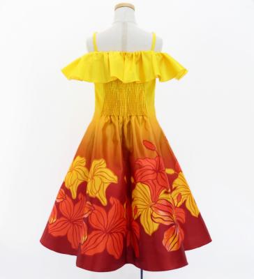Hula Kids Midi Dress with Hibiscus Print / Luxury Collection / Yellow / Jp80ye