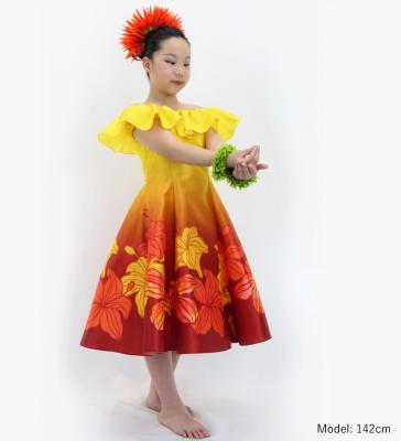 Hula Kids Midi Dress with Hibiscus Print / Luxury Collection / Yellow / Jp80ye