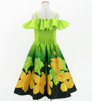 Hula Kids Midi Dress with Hibiscus Print / Luxury Collection / Yellow green / Jp80yegr