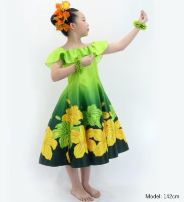 Hula Kids Midi Dress with Hibiscus Print / Luxury Collection / Yellow green / Jp80yegr