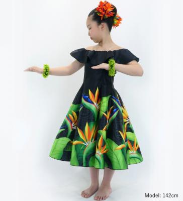 Hula Kids Midi Dress with Strelitzia Print / Luxury Collection / Black / Jp85bk