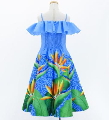 Hula Kids Midi Dress with Strelitzia Print / Luxury Collection / Light Blue / Jp85lbl