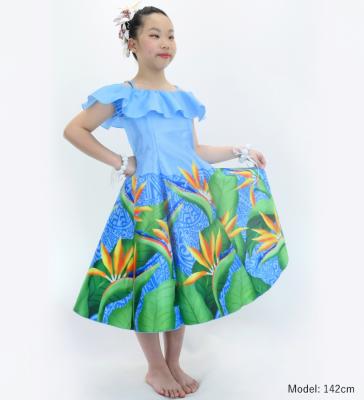 Hula Kids Midi Dress with Strelitzia Print / Luxury Collection / Light Blue / Jp85lbl