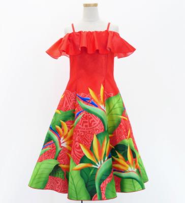 Hula Kids Midi Dress with Strelitzia Print / Luxury Collection / Red / Jp85rd