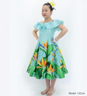 Hula Kids Midi Dress with Strelitzia Print / Luxury Collection / Turquoise Blue / Jp85tbl