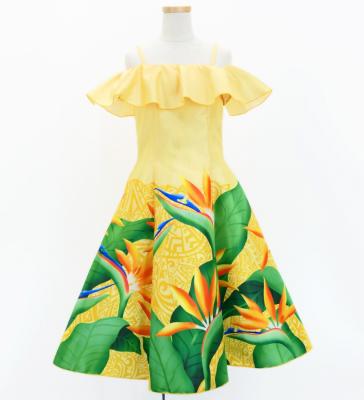 Hula Kids Midi Dress with Strelitzia Print / Luxury Collection / Yellow / Jp85ye