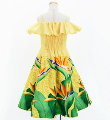 Hula Kids Midi Dress with Strelitzia Print / Luxury Collection / Yellow / Jp85ye