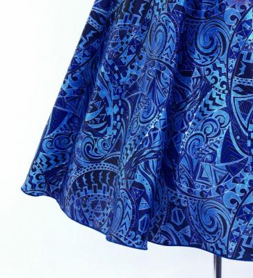 Hula Kids Shantung Dress with Kahiko&Moana Print / Luxury Collection / Blue / Jp89bl