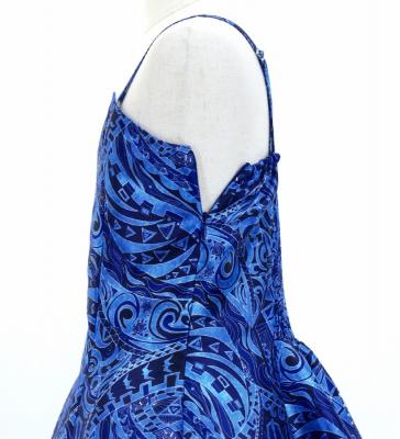 Hula Kids Shantung Dress with Kahiko&Moana Print / Luxury Collection / Blue / Jp89bl