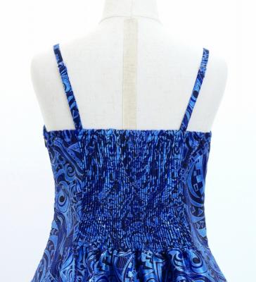 Hula Kids Shantung Dress with Kahiko&Moana Print / Luxury Collection / Blue / Jp89bl