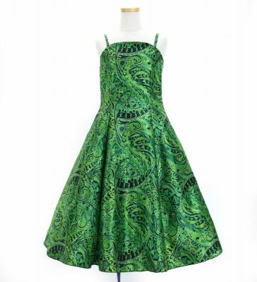 Hula Kids Shantung Dress with Kahiko&Moana Print / Luxury Collection / Green / Jp89gr