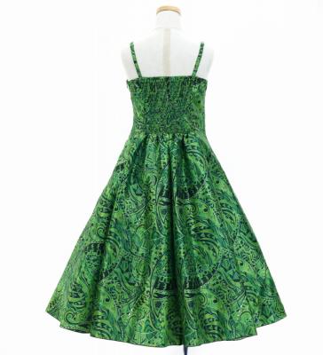 Hula Kids Shantung Dress with Kahiko&Moana Print / Luxury Collection / Green / Jp89gr